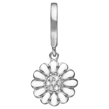 Christina Collect 925 Sterling Silver White Marguerite Hanging daisy with white enamel and 7 white topaz, model 610-S68White